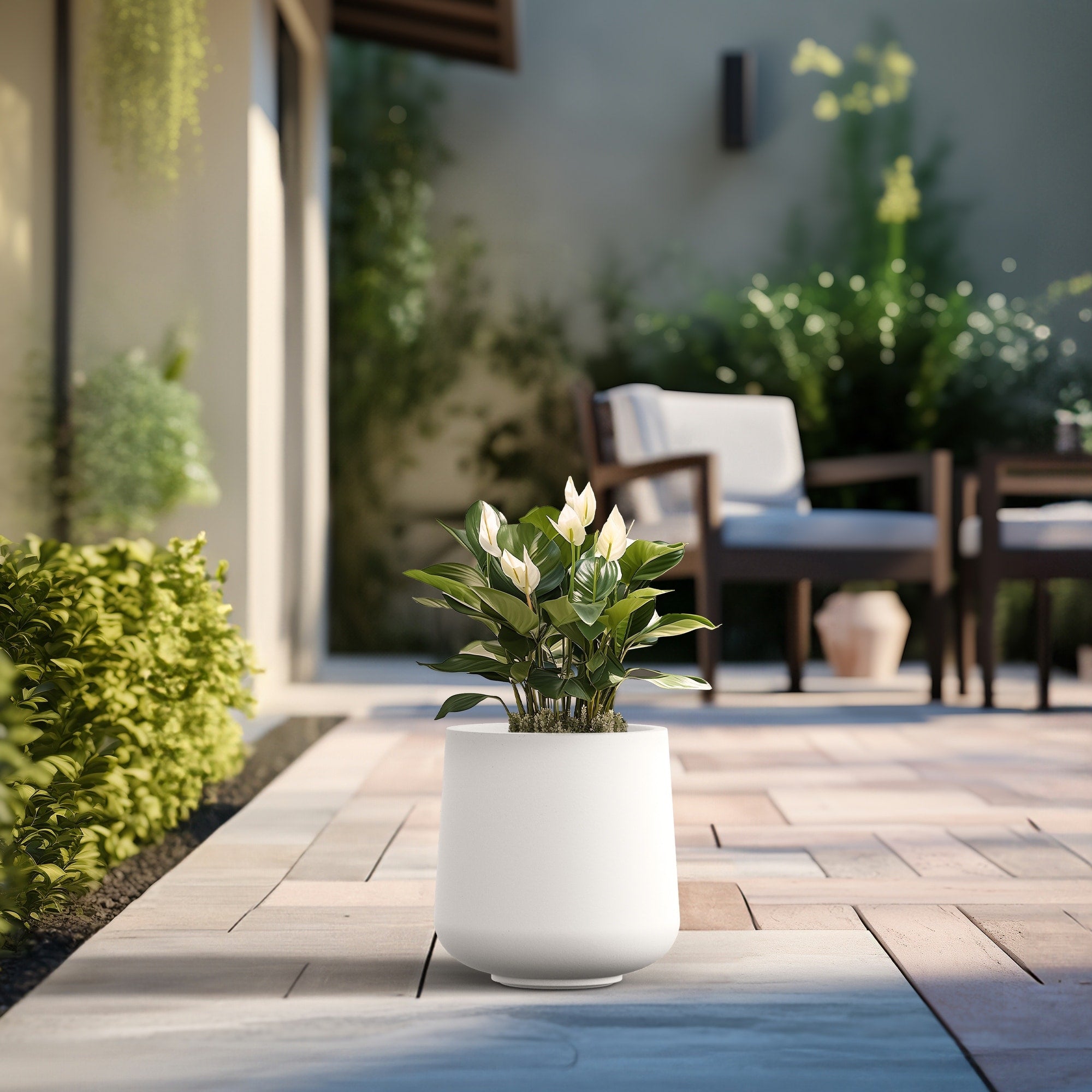 Tall Concrete Round Plant Pots / Large Indoor and Outdoor flower Planters