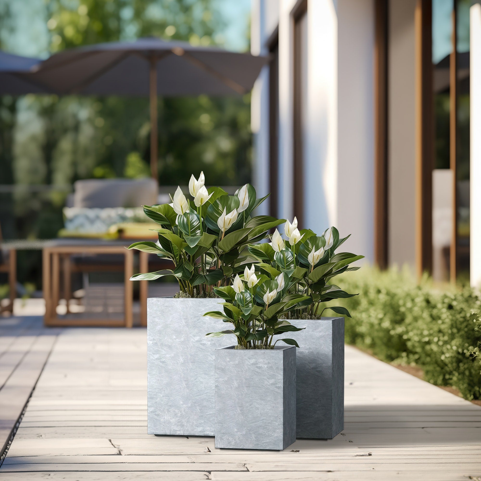 Tall Concrete Rectangle Plant Boxes / Large Indoor and Outdoor Flower Planters