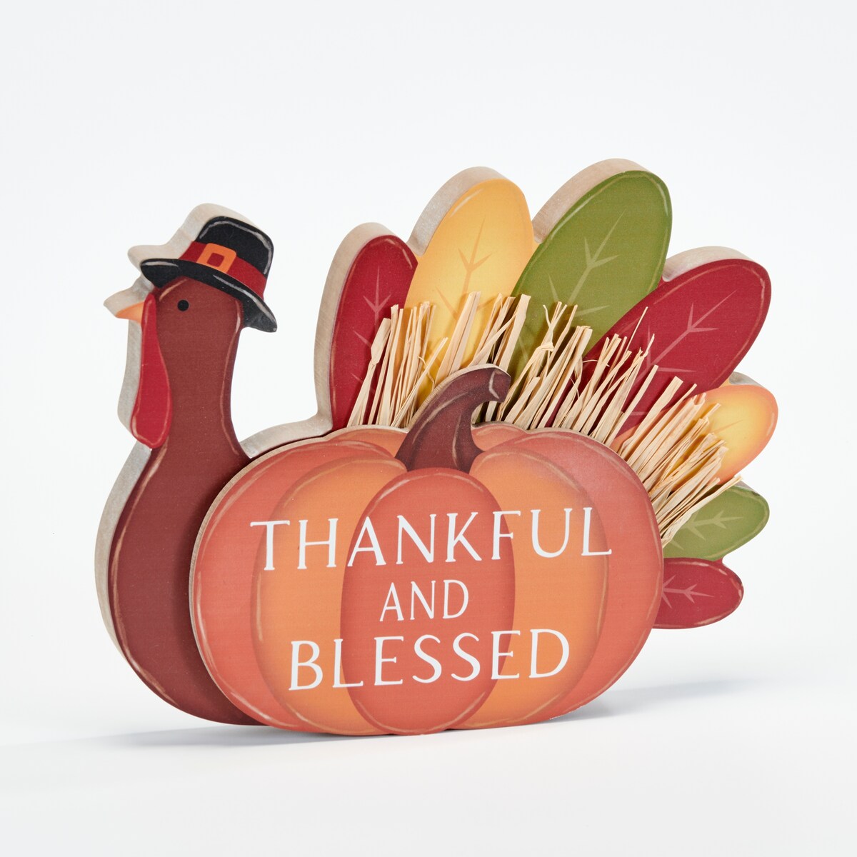 8.5 Tabletop Wood Thanksgiving Turkey Decoration And Centerpiece - 8.5