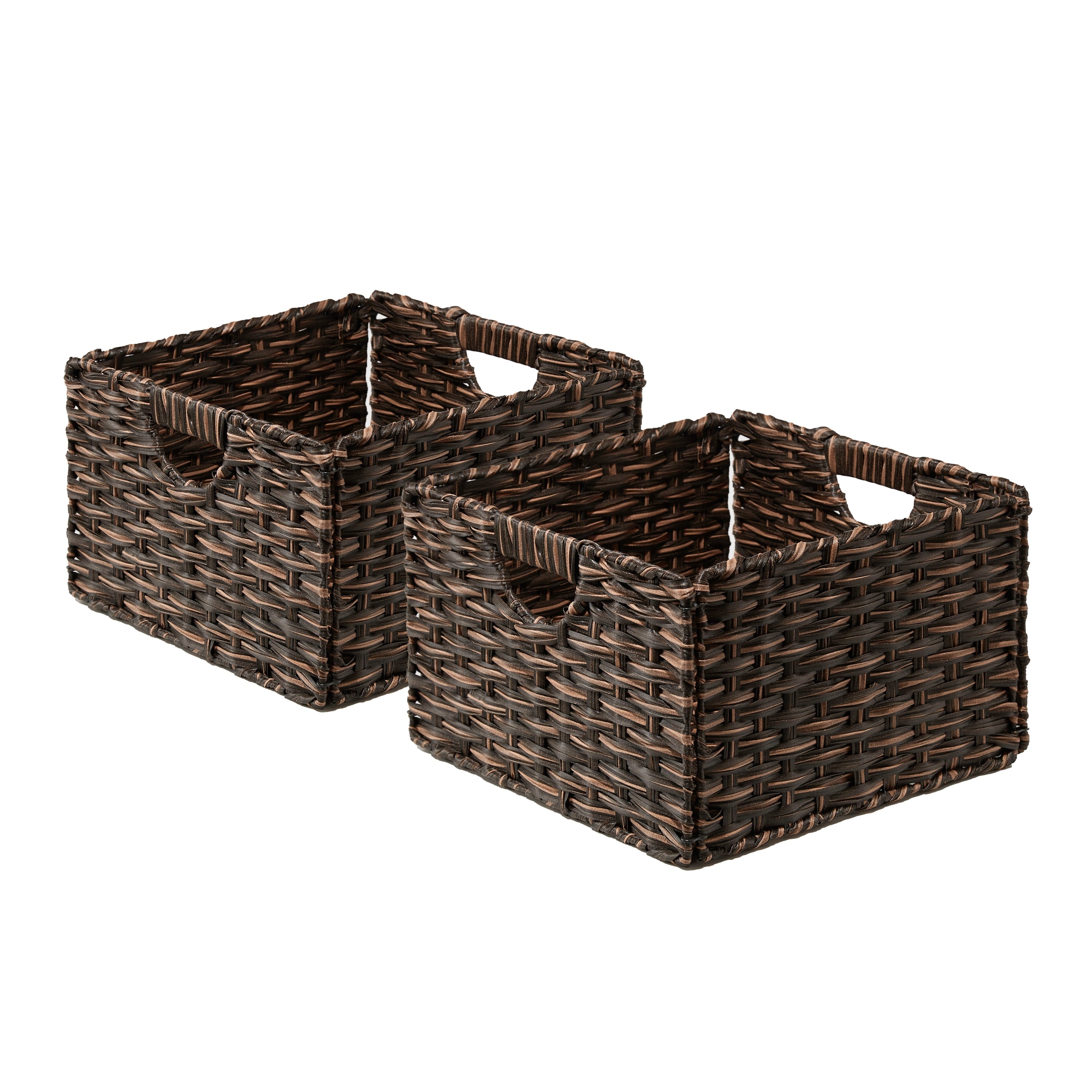 Seville Classics Foldable Handwoven Cube Storage Basket (2-Pack)