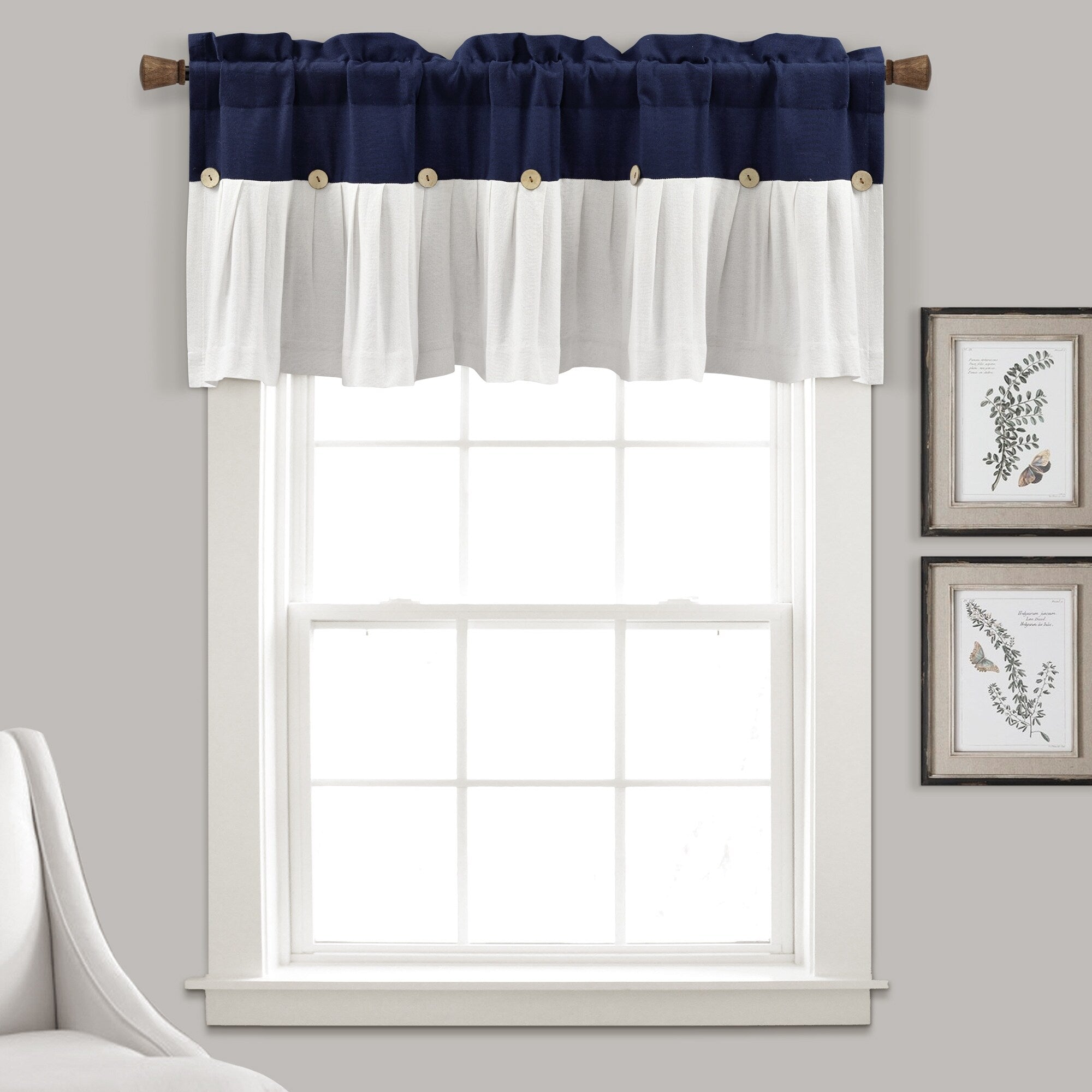 Lush Decor Linen Button Window Curtain Valance