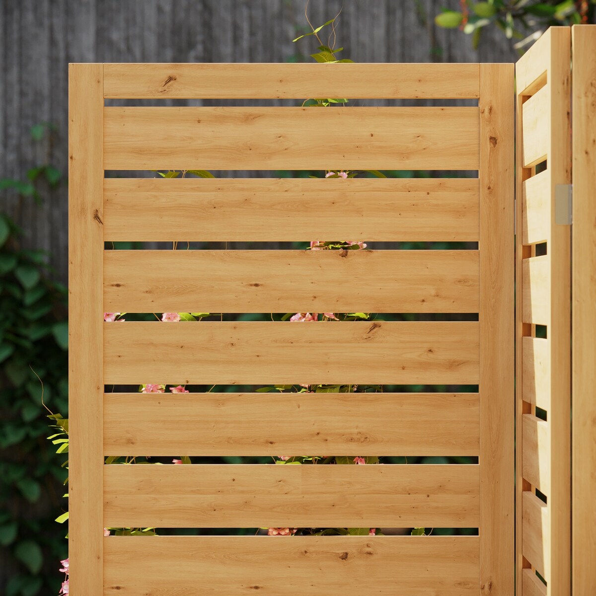 Cedar Tri-Fold Privacy Screen with 4 Planter Boxes, Weather-Resistant