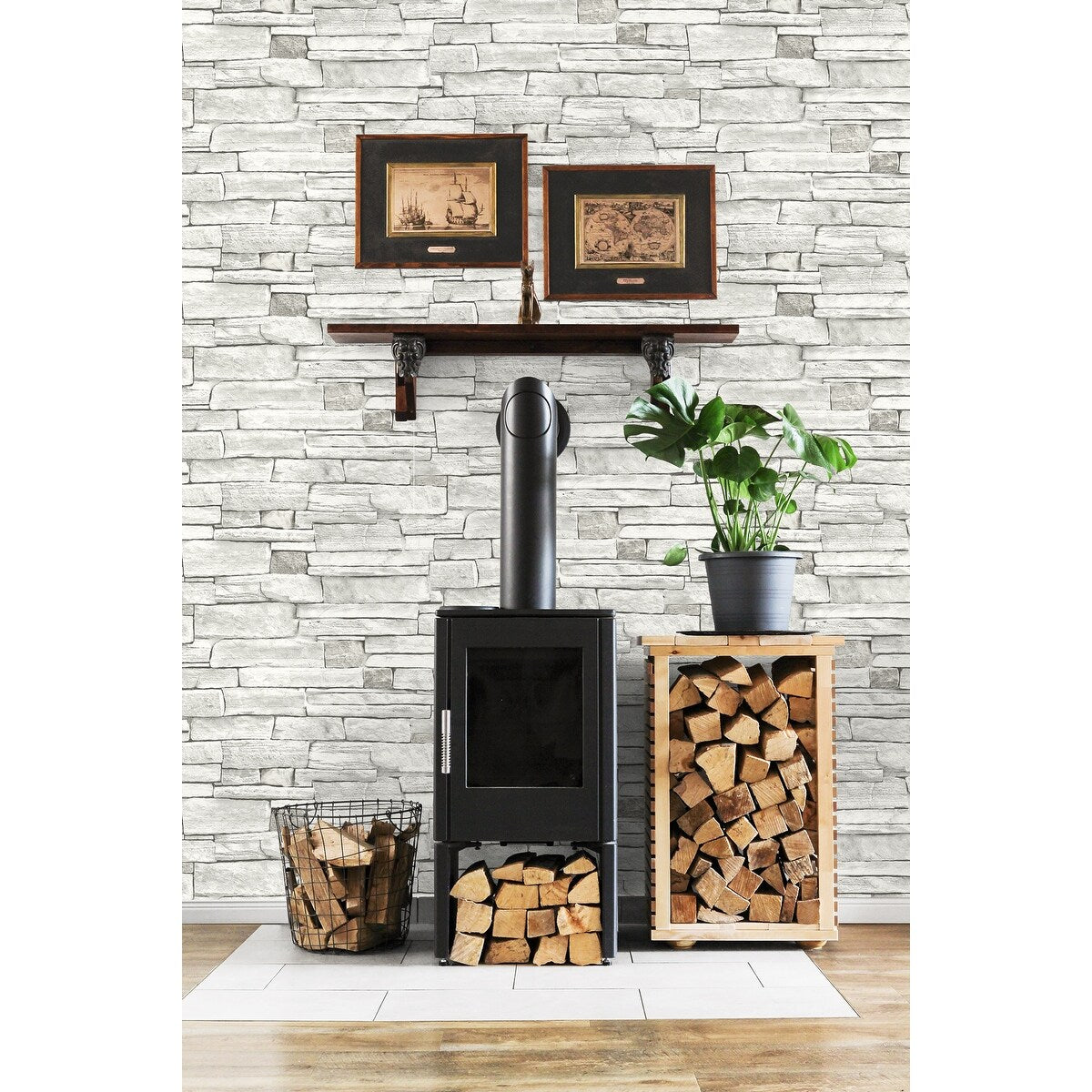 NextWall Stacked Stone Peel and Stick Wallpaper - 20.5 in. W x 18 ft. L