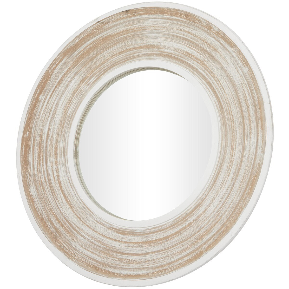 Wooden Room Wall Mirror with White Wash Effect - Cream - Roche River Decor