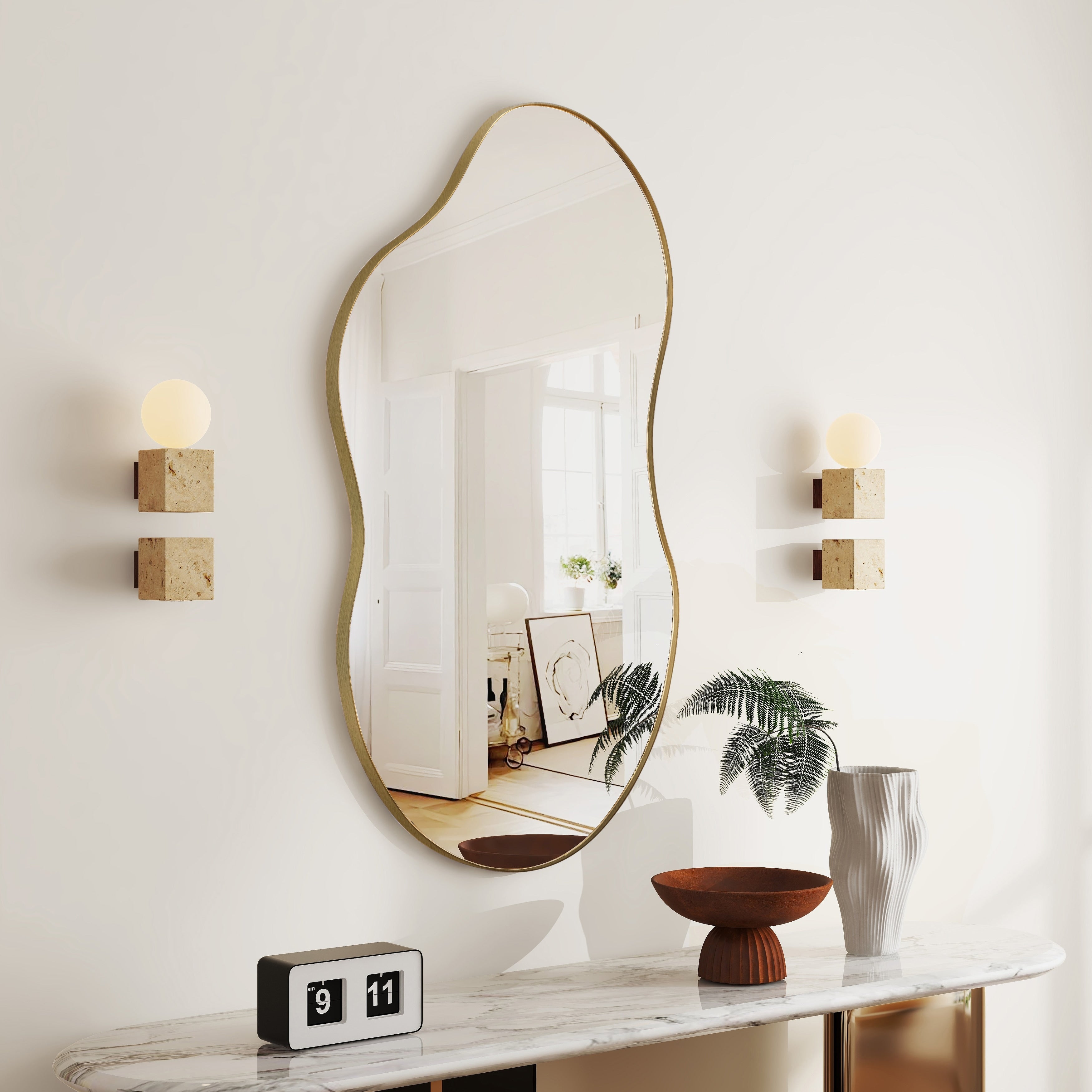 Asymmetrical Wavy Antique Accent Wall Mirror