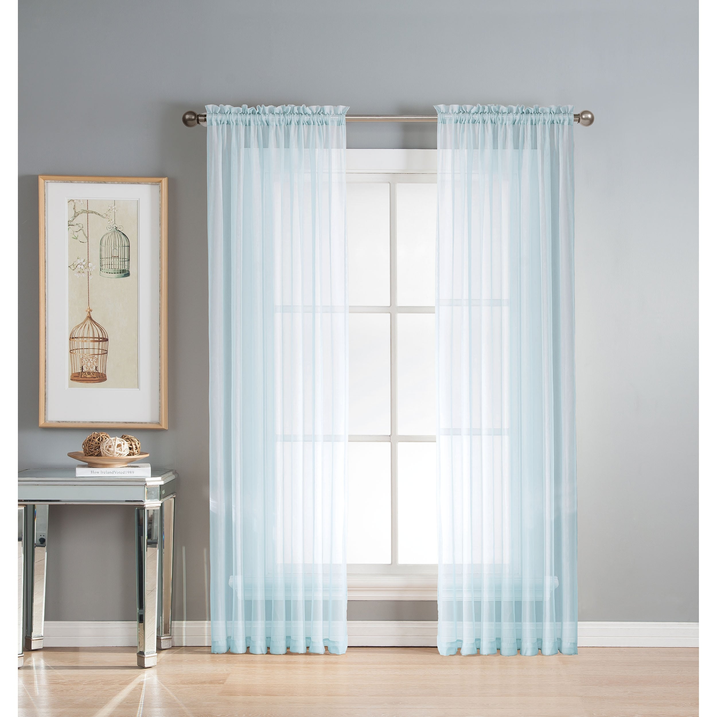 Window Elements Diamond Sheer Voile Extra Wide, 56 Inch Wide. Rod Pocket Curtain Panel