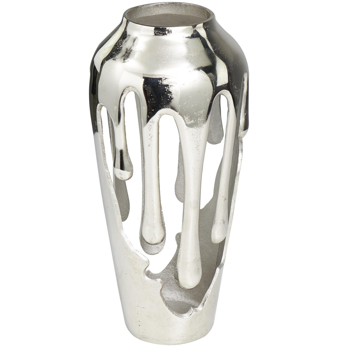 Aluminum Metal Drip Decorative Vase with Melting Designed Body - Silver, Gold or Black - Roche River Decor