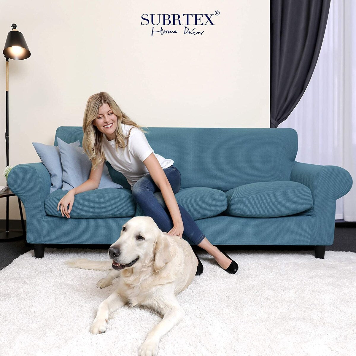 Subrtex Sofa Separate Cushion Soft Cover Slipcover Furniture Protector