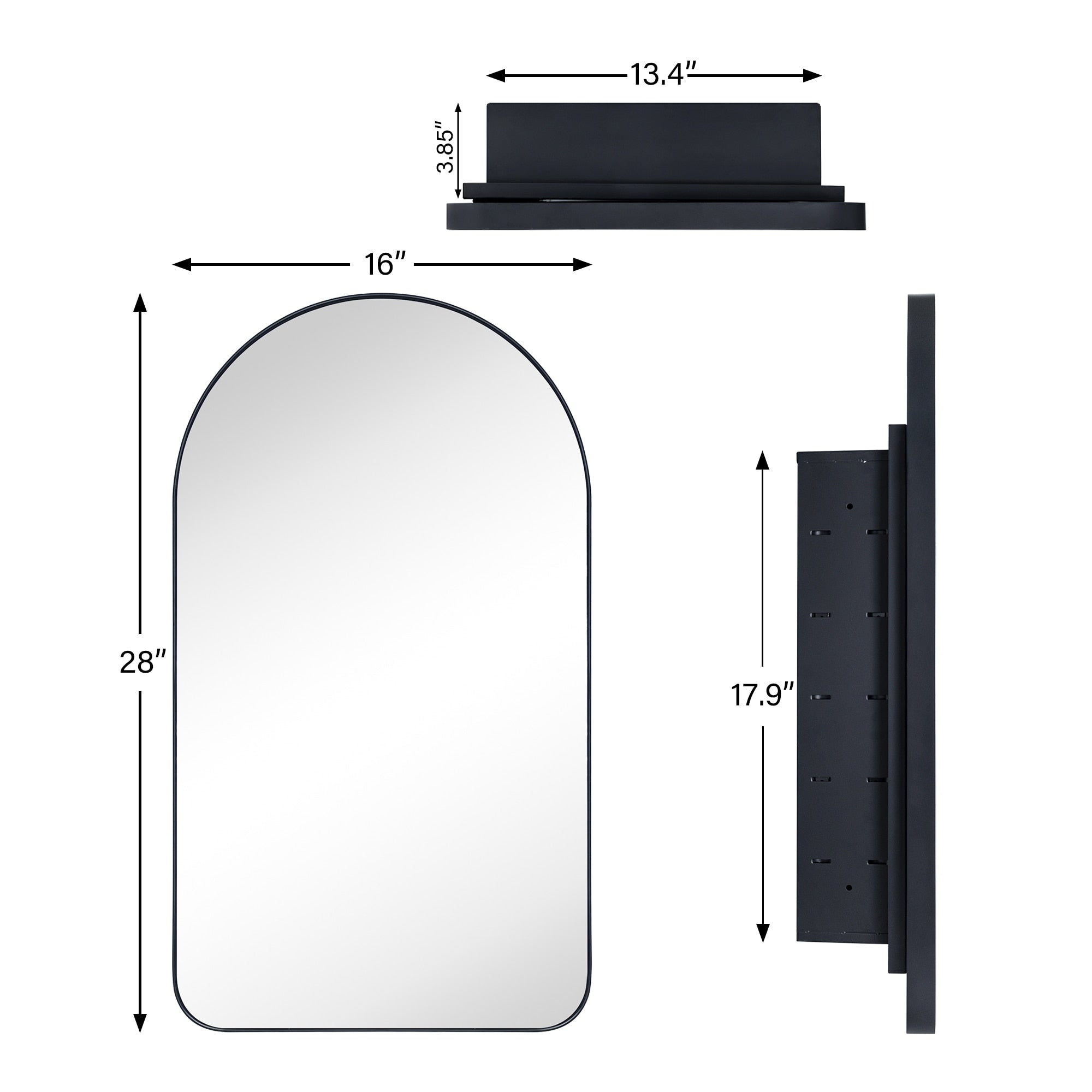 TEHOME Aristes Recessed Framed Medicine Cabinet with Mirror and Adjustable Shelves