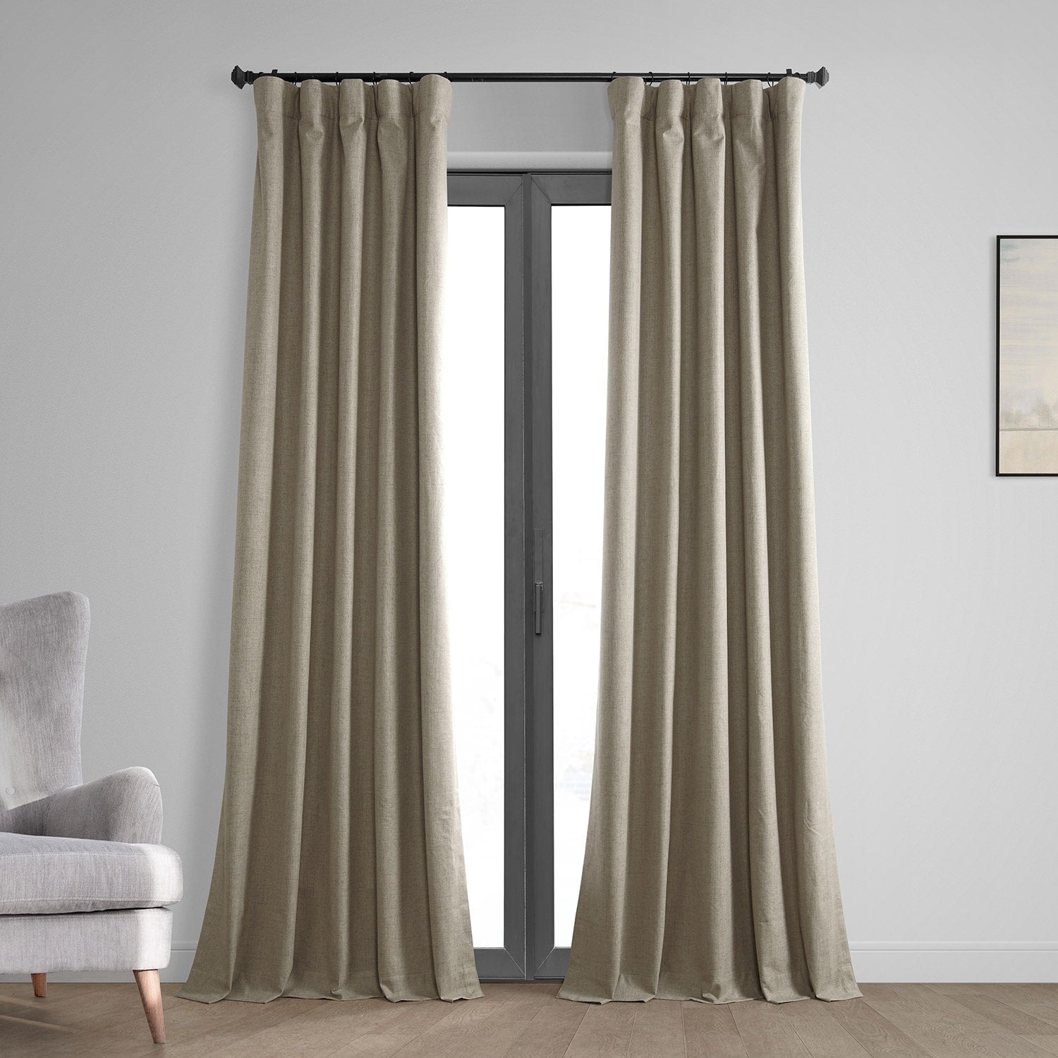 Exclusive Fabrics Vintage Thermal Cross Linen Weave Blackout Curtains (1 Panel)