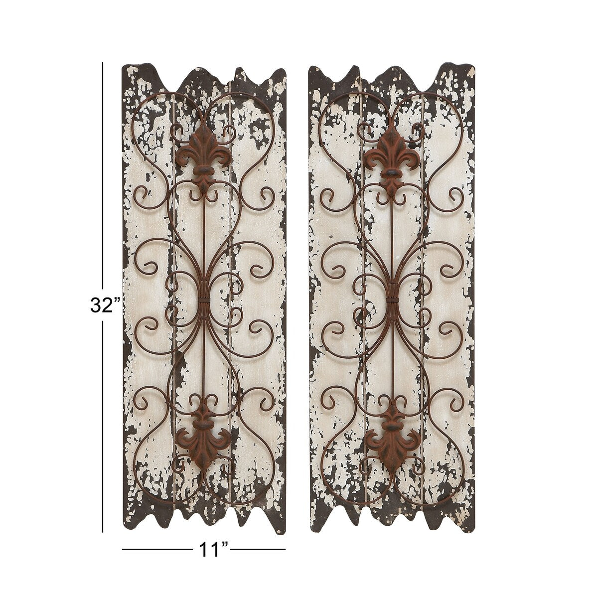 Wooden Scroll Arabesque Home Wall Decor - Set of 2 White - Roche River Decor