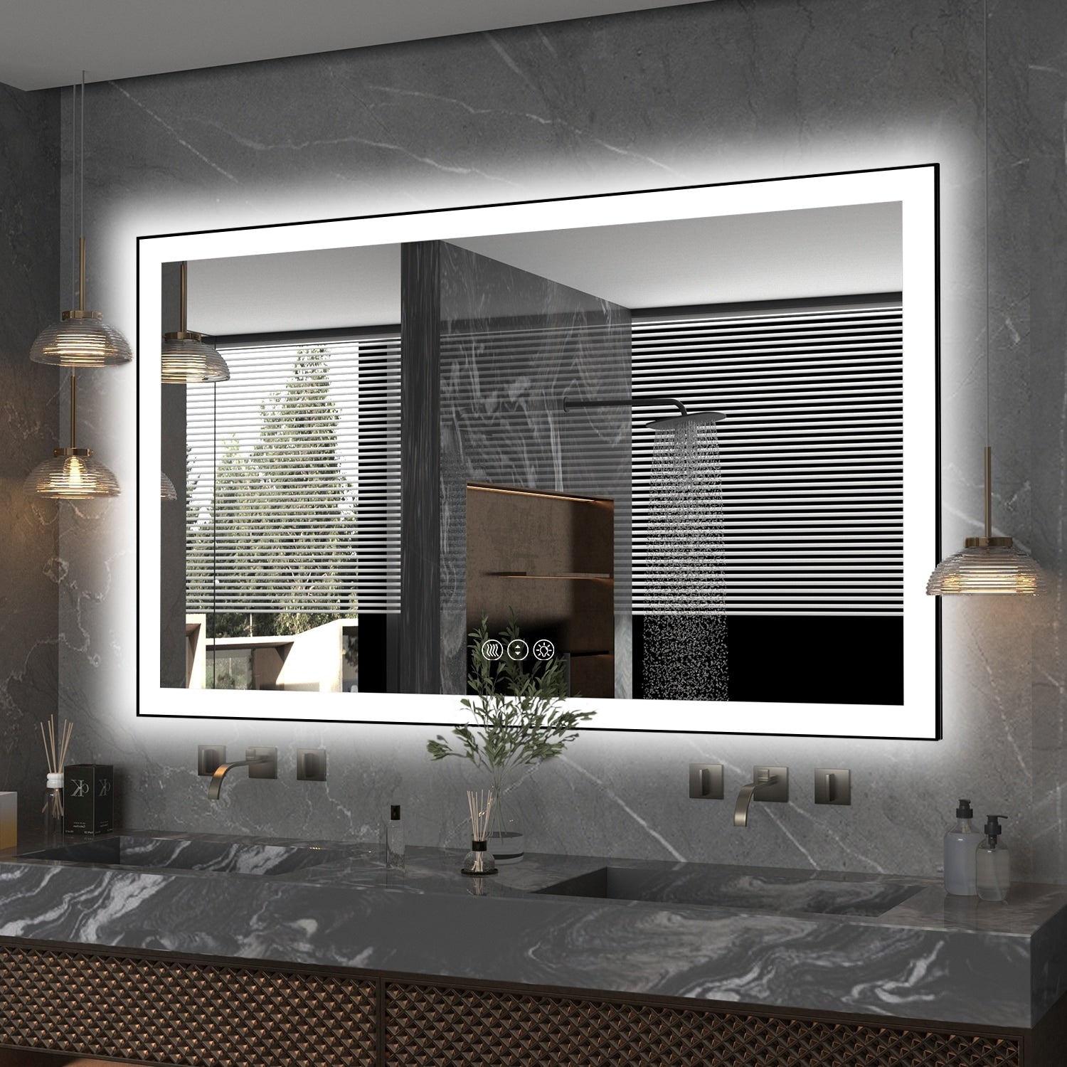 QuivaraView Premium Black Aluminum Framed LED lighting Vanity Mirrors