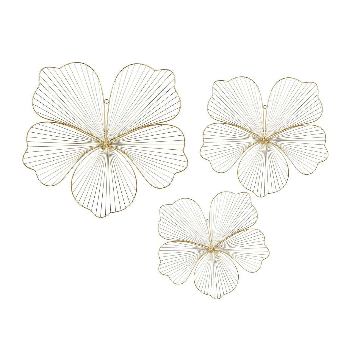 Metal Floral Home Wall Decor - Set of 3 Gold - CosmoLiving by Cosmopolitan