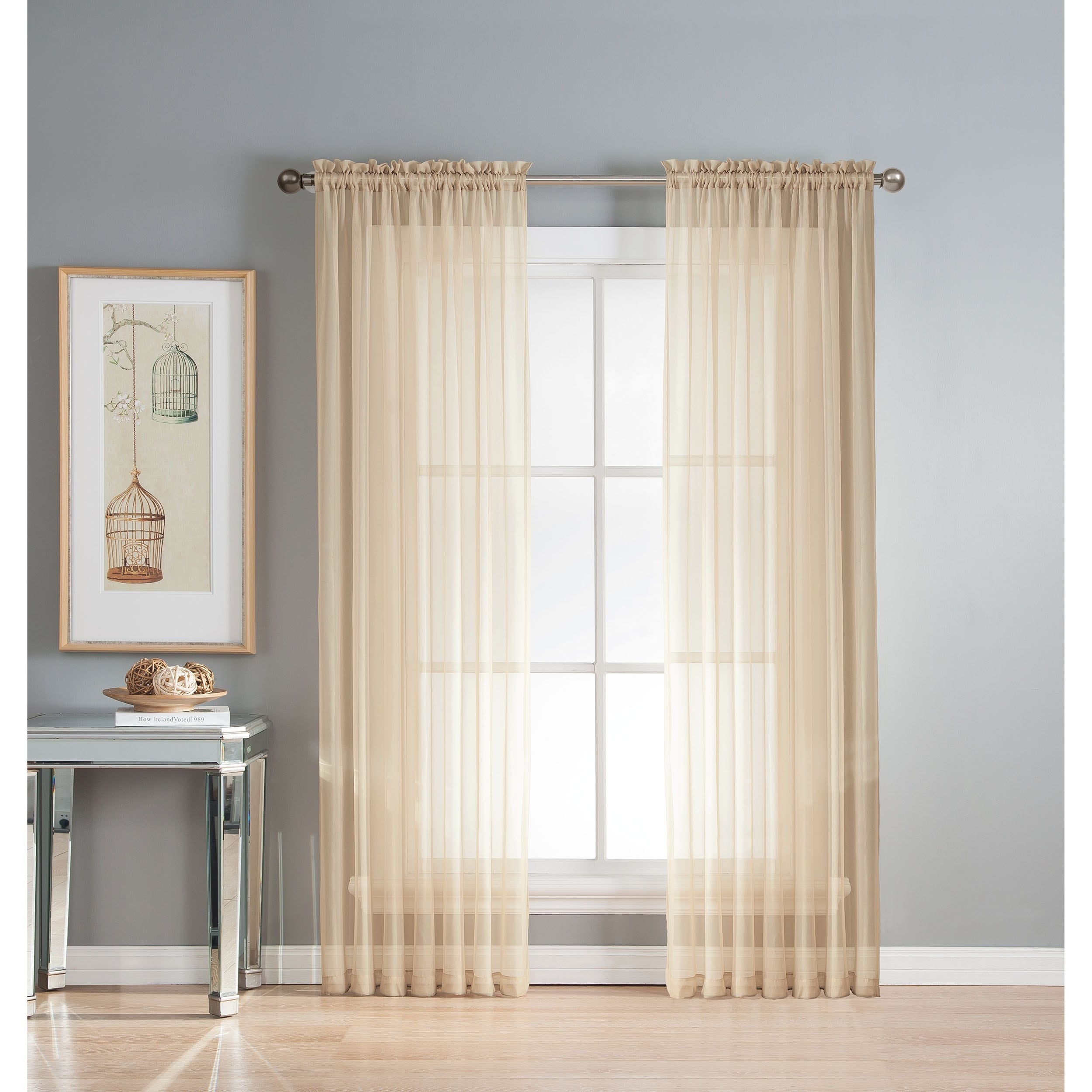 Window Elements Diamond Sheer Voile Extra Wide, 56 Inch Wide. Rod Pocket Curtain Panel