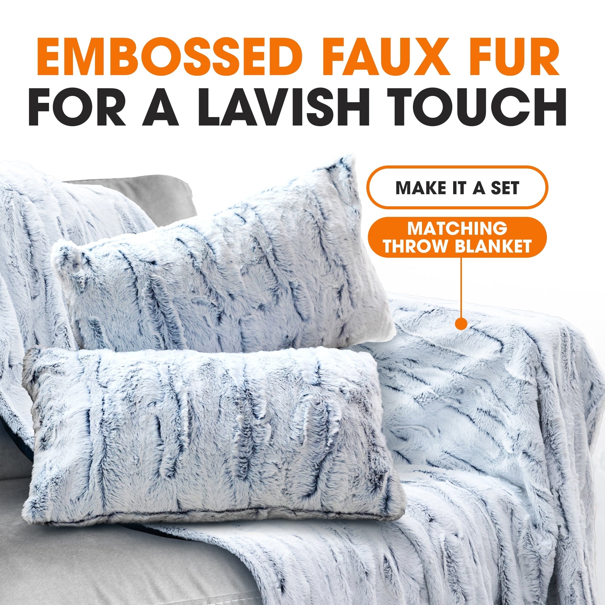 Cheer Collection Embossed Faux Fur Throw Pillows