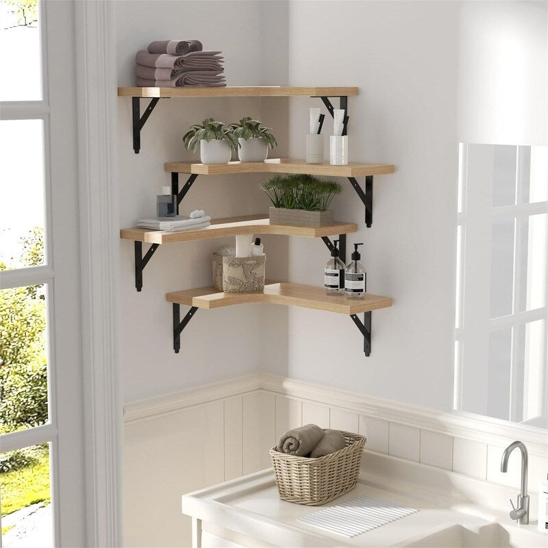 Corner Floating Shelves Wall Mounted Set of 4 - 11.4D x 16W x 0.6H