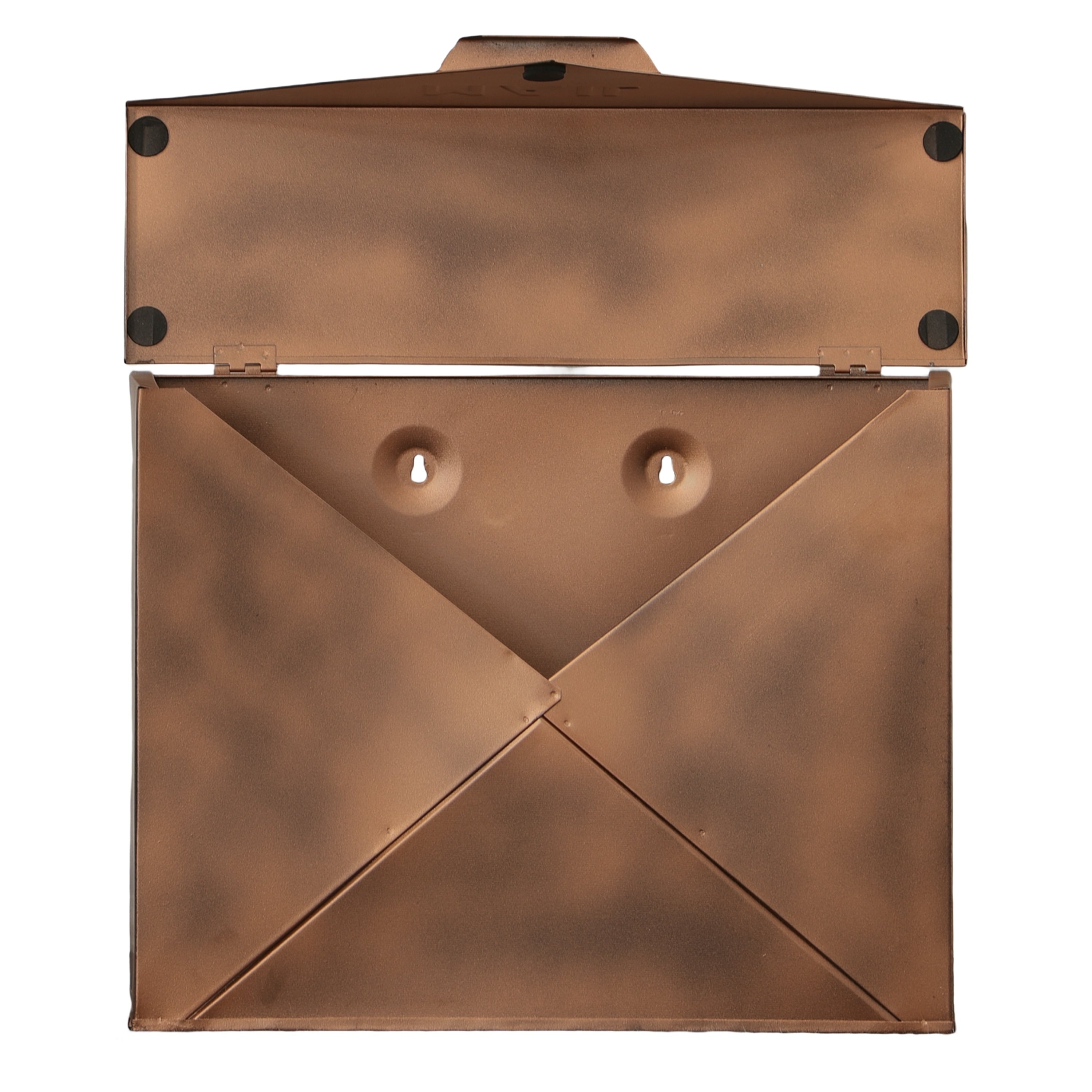 Spacious Envelope Shaped Wall Mount Iron Mail Box, Copper Finish