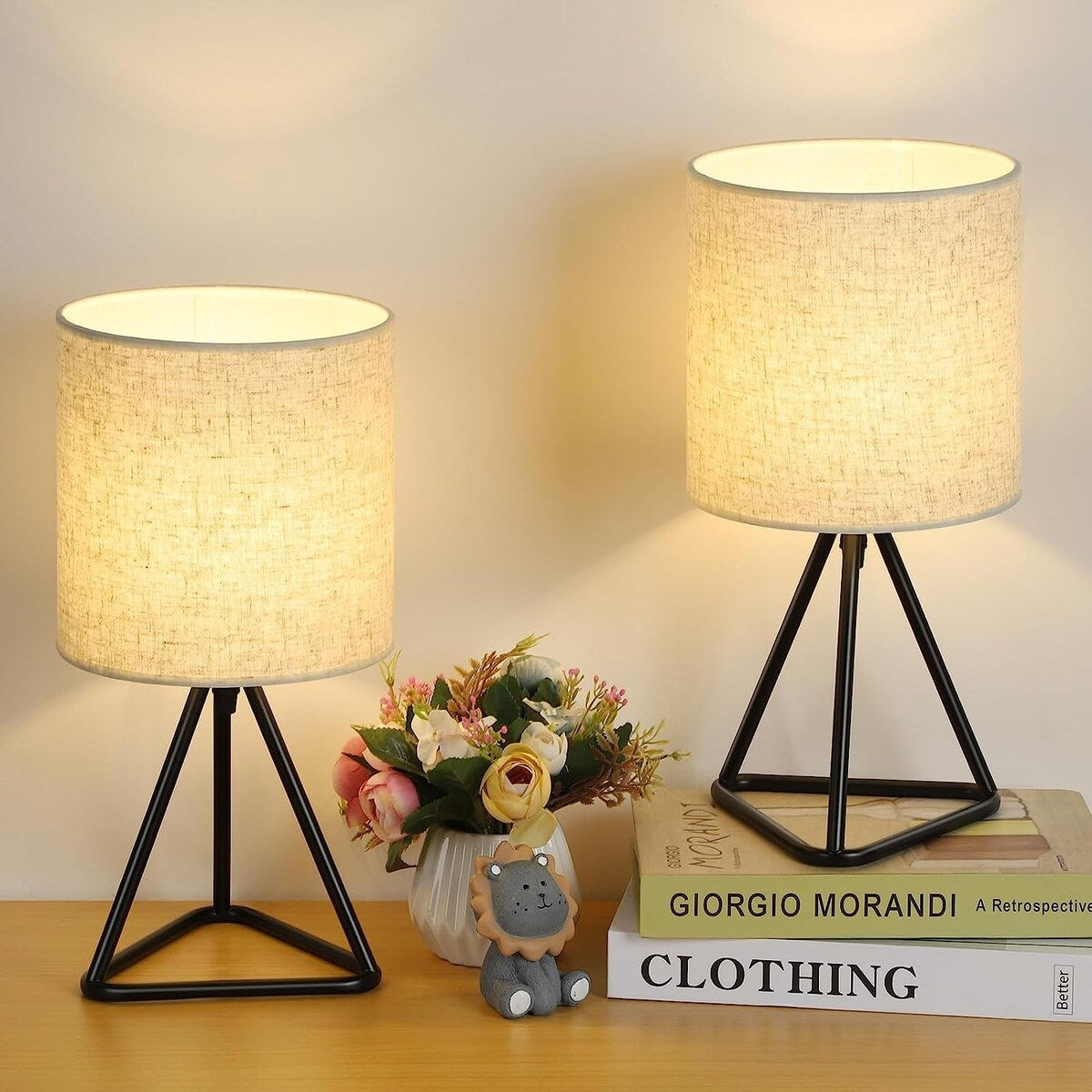 Set of 2 Cute Modern Bedside Nightstand Lamps for Living Room Bedroom