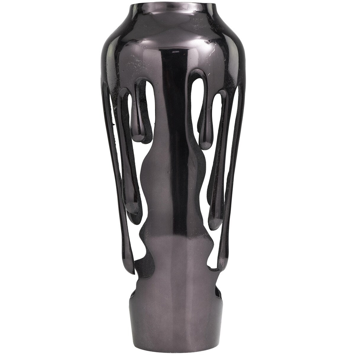 Aluminum Metal Drip Decorative Vase with Melting Designed Body - Silver, Gold or Black - Roche River Decor