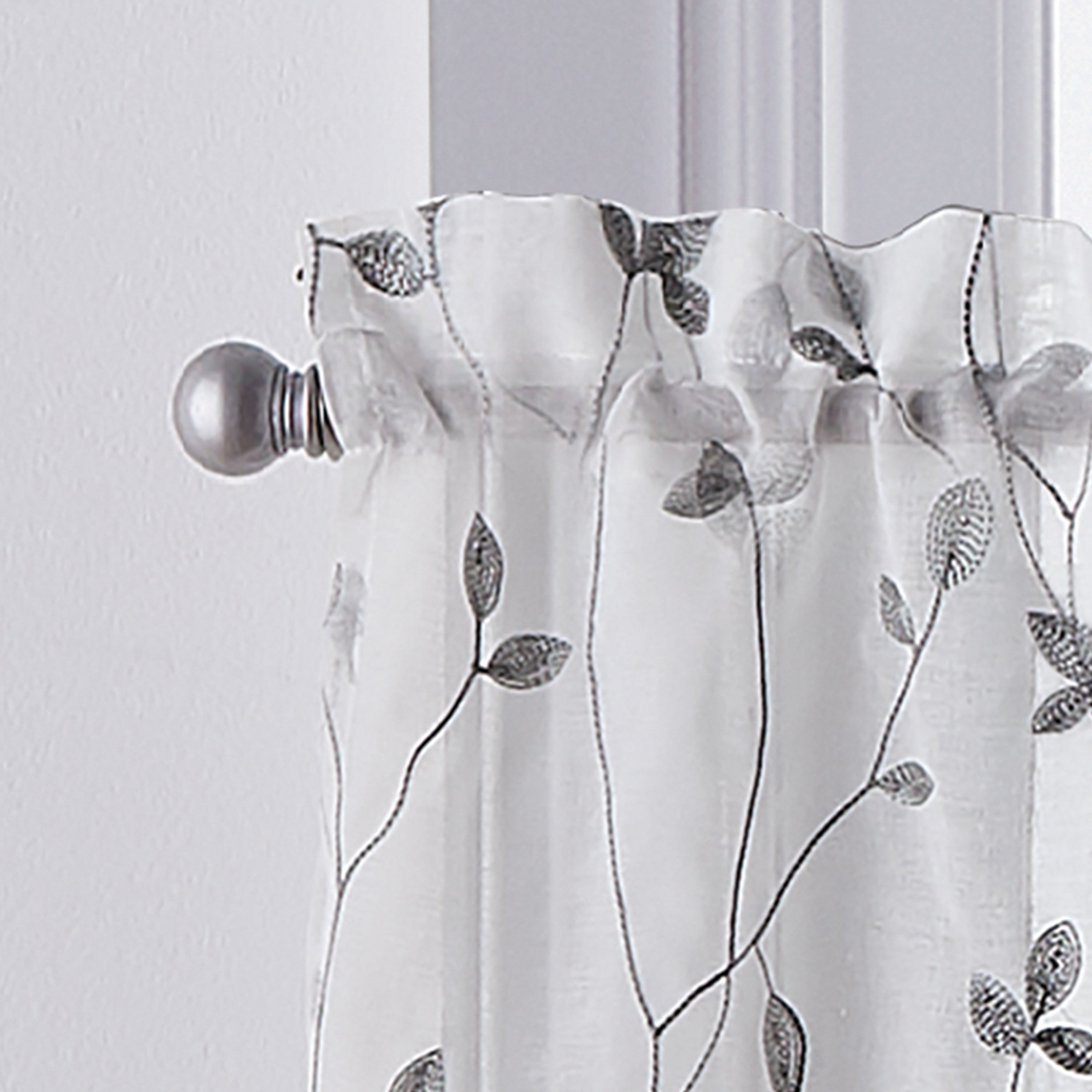 Curtainworks Botanical Embroidery Valance and Tier Pair Curtain Collection