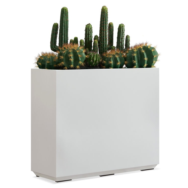 Metallic Heavy Planter for Outdoor Plants, 24.02 H x 30 W x 9.84 D	Tall and Long Metal Divider Planter Box