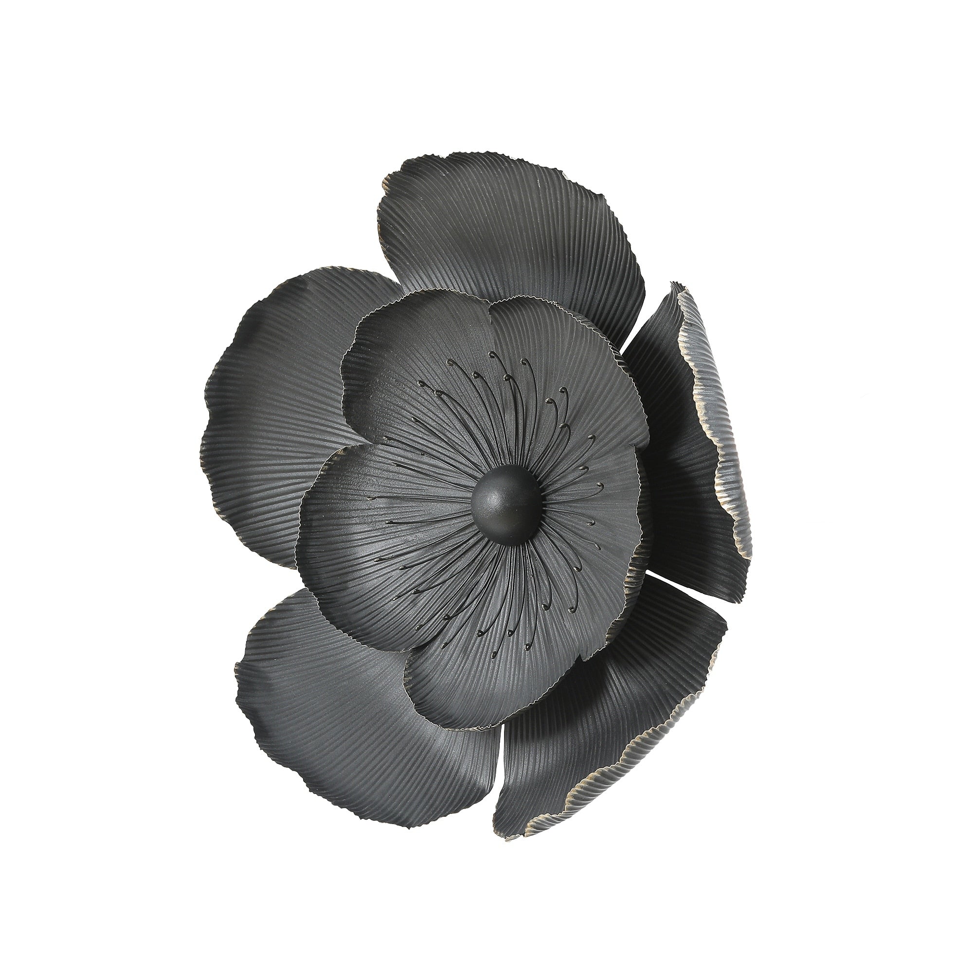 Black Multi-Size Metal Flowers Wall Decor (Set of 3)