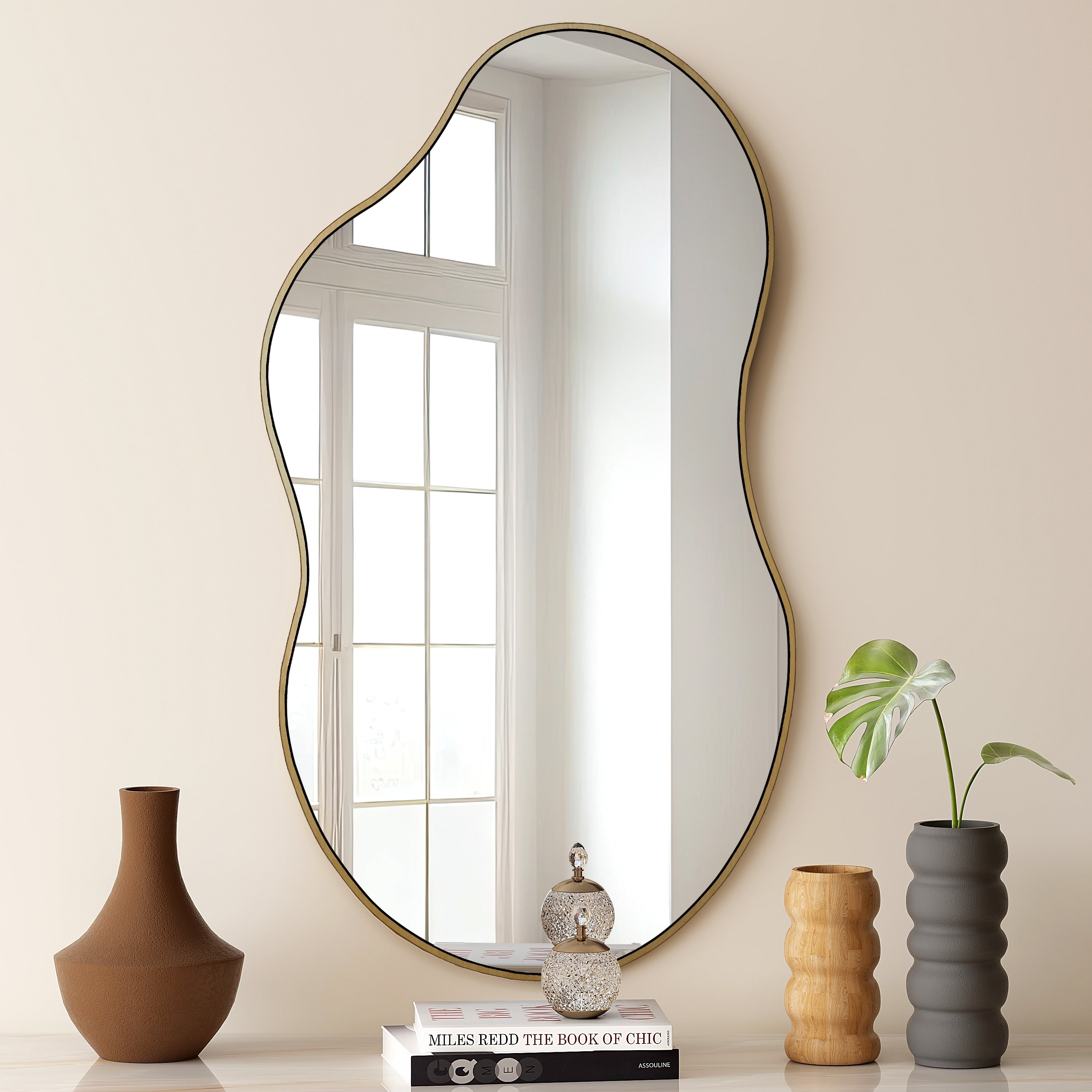 Asymmetrical Wavy Antique Accent Wall Mirror