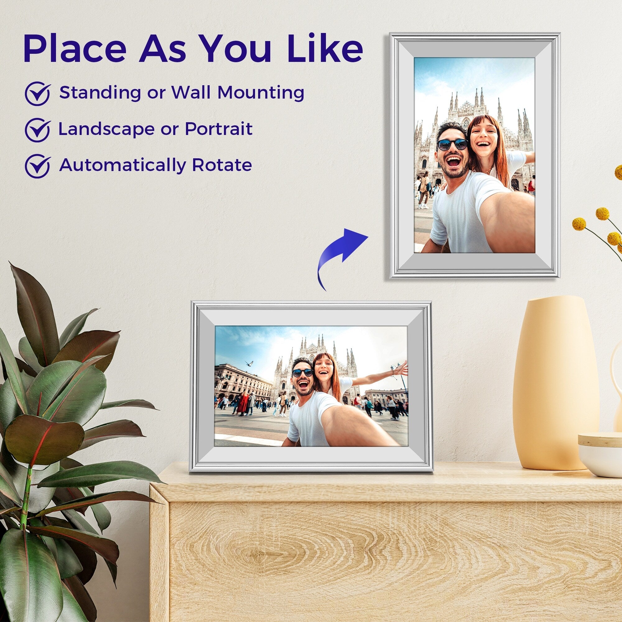 10.1 WiFi Frameo Digital Picture Photo Frame - Aluminum Frame