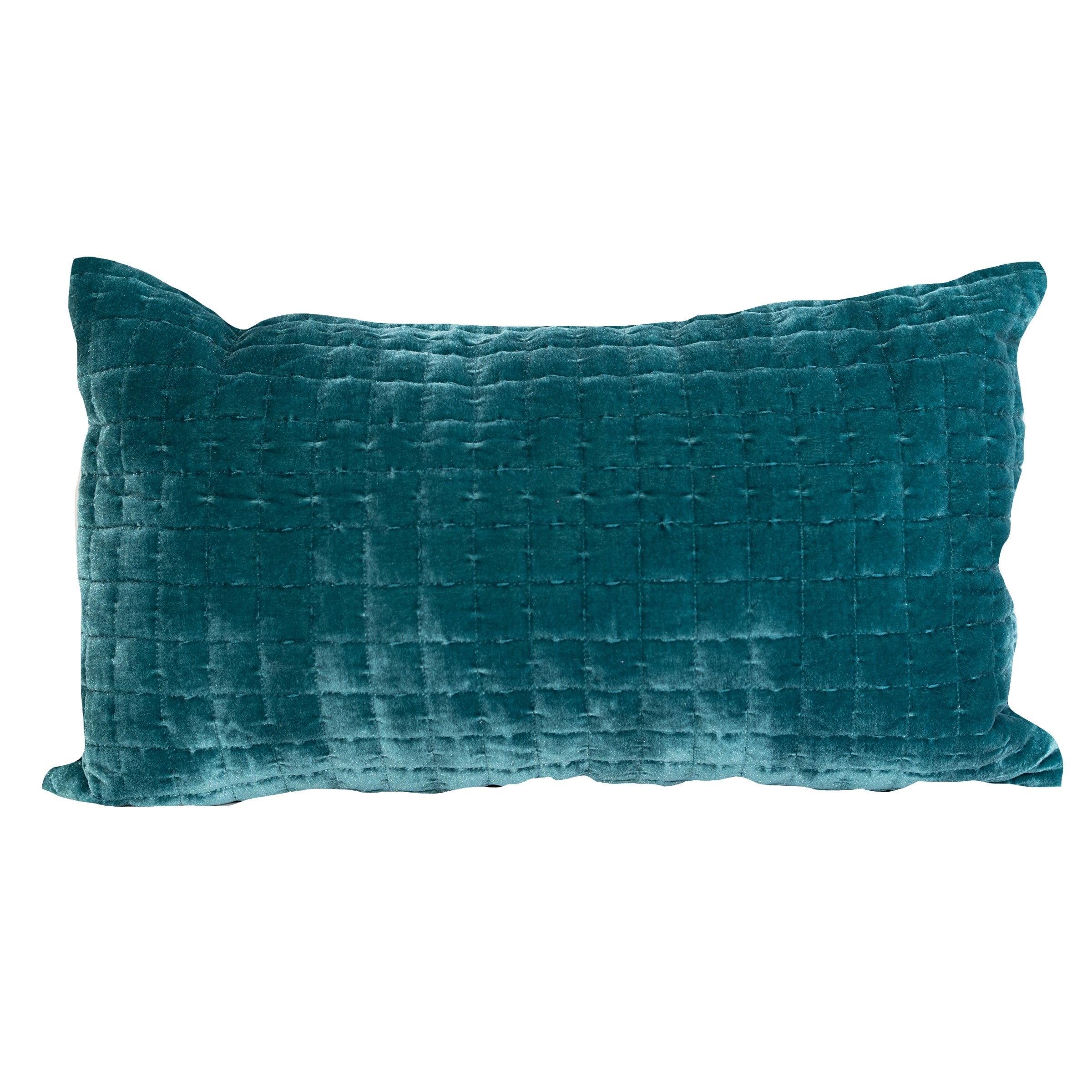 Layla Quilted Velvet Accent Pillow Cushion 12x20 Grey