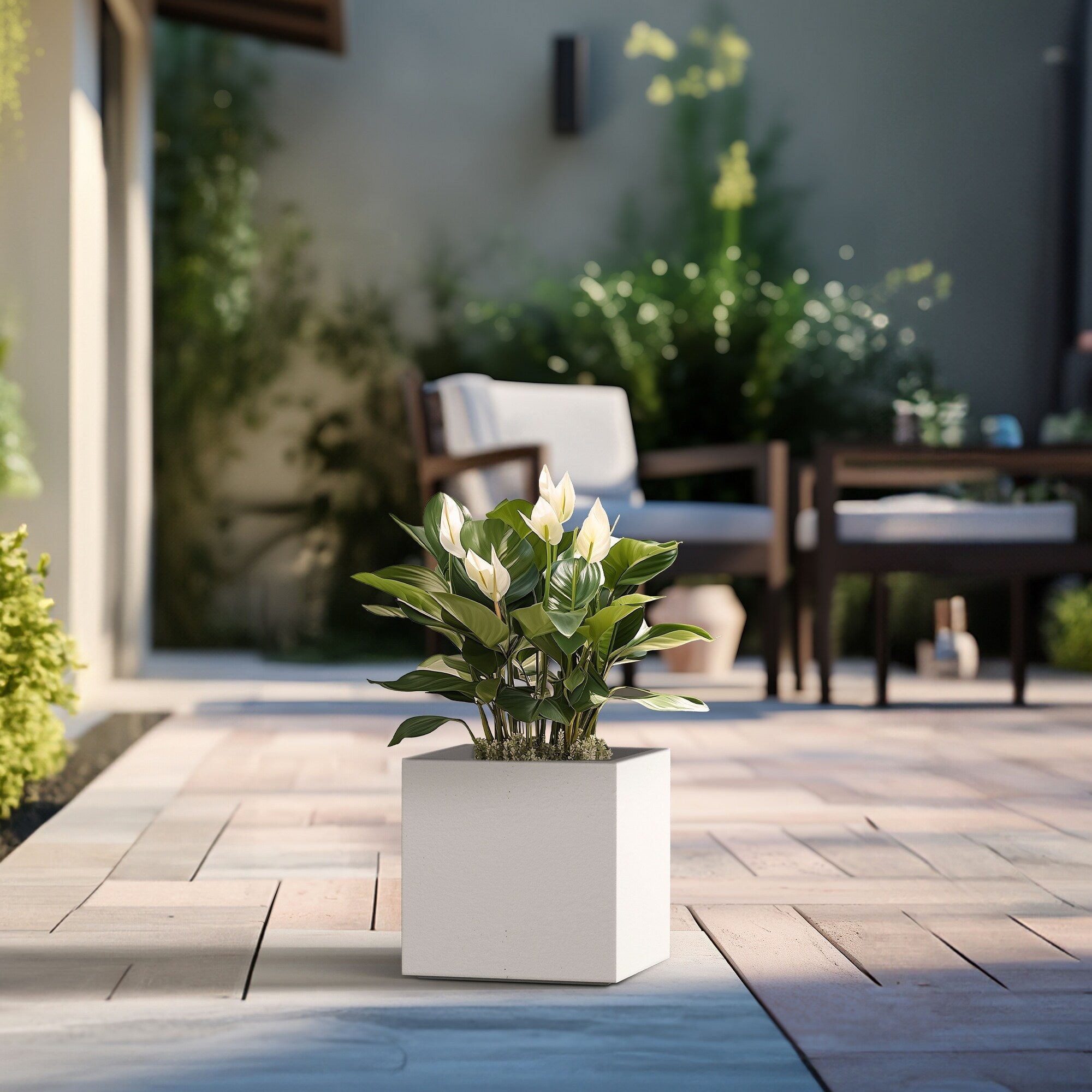 Tall Concrete Square Plant boxes / Large Indoor and Outdoor flower Planters