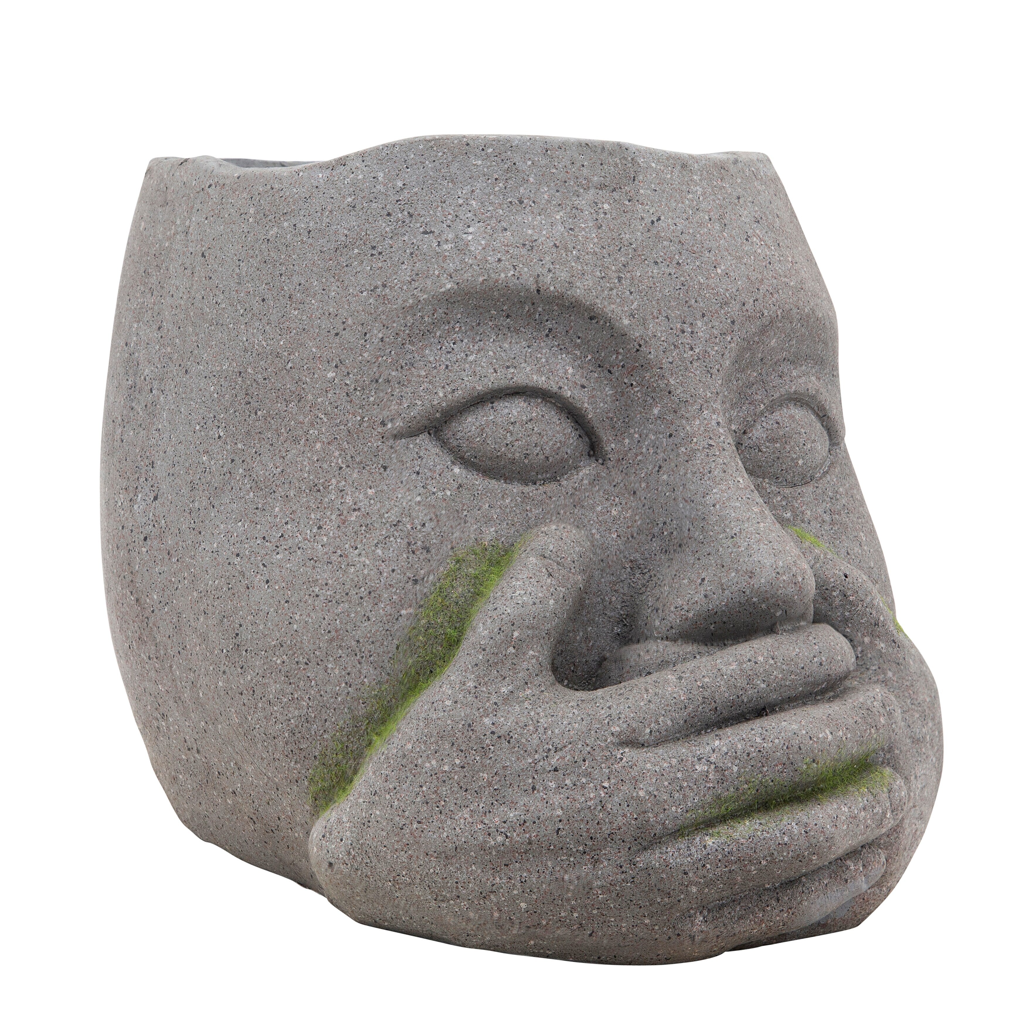 Sagebrook Home Hear No Evil See No Evil Speak No Evil Face Gray Resin Planter Indoor/Outdoor