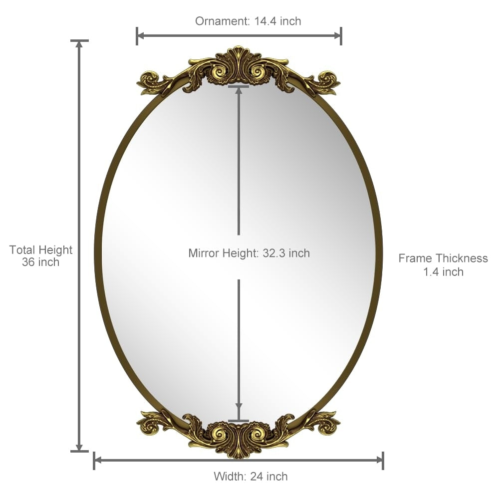 Apmir Oval Vintage Ornate Baroque Wall Mirror