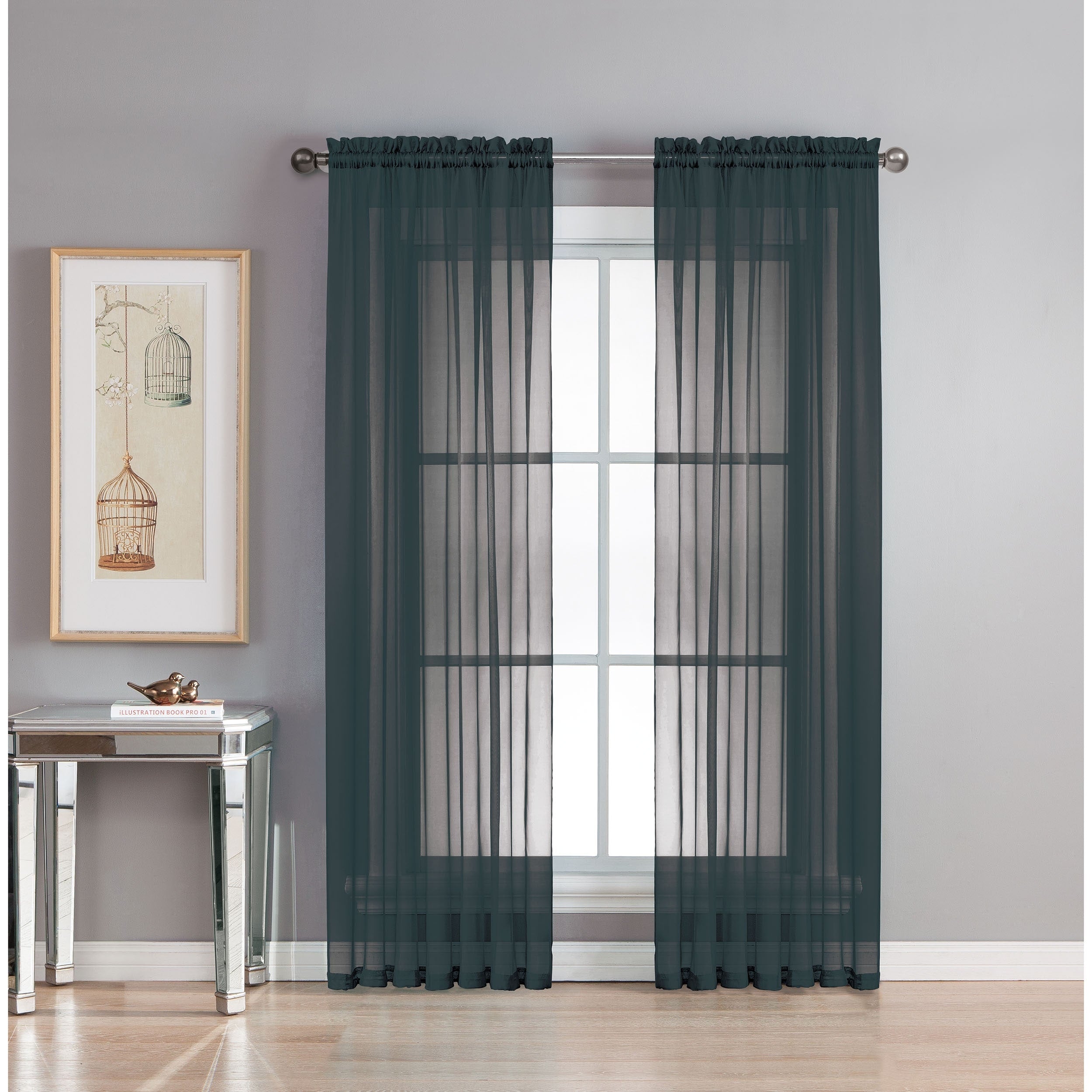 Window Elements Diamond Sheer Voile Extra Wide, 56 Inch Wide. Rod Pocket Curtain Panel