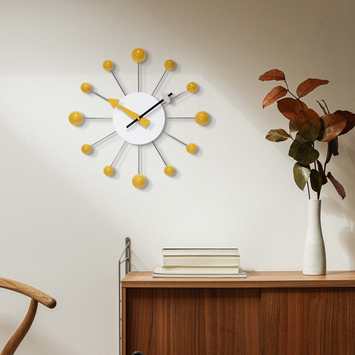 Orb Spoke 15 inch Mid-Century Modern Ball Wall Clock - 15 Inch