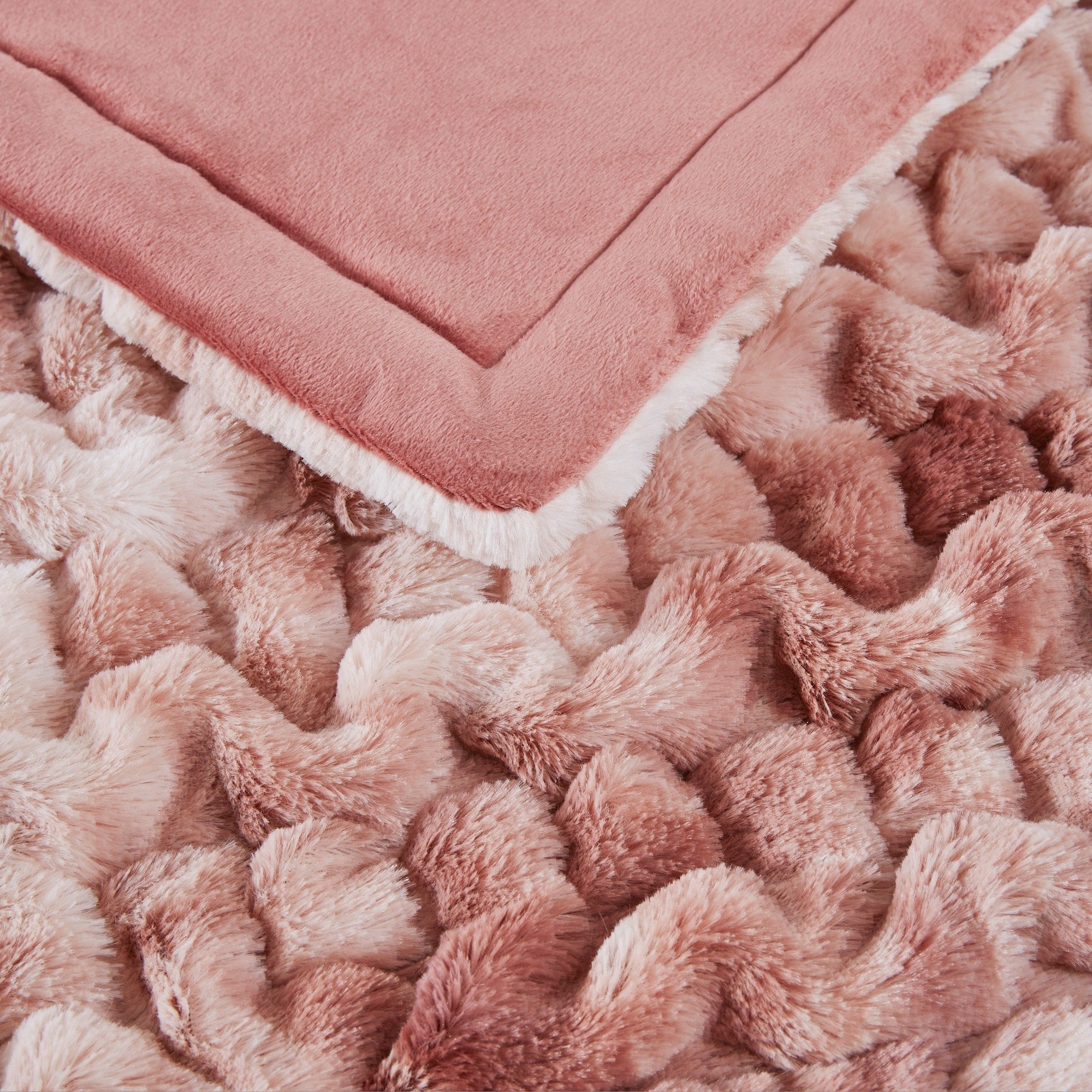 Madison Park Ruched Fur Throw