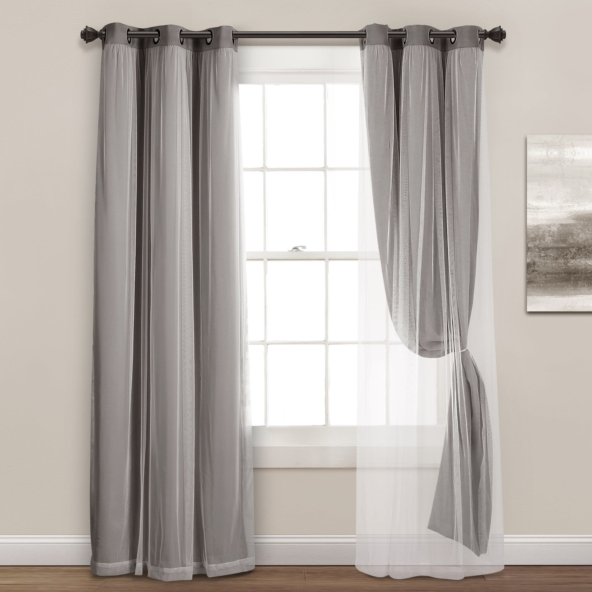 Lush Decor Grommet Sheer Panel Pair with Insulated Blackout Lining