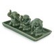 NOVICA Elephant Lesson Hear Speak See No Evil Artisan Figurine Decor Accent Green Celadon Ceramic Signed Art Work Sculpture