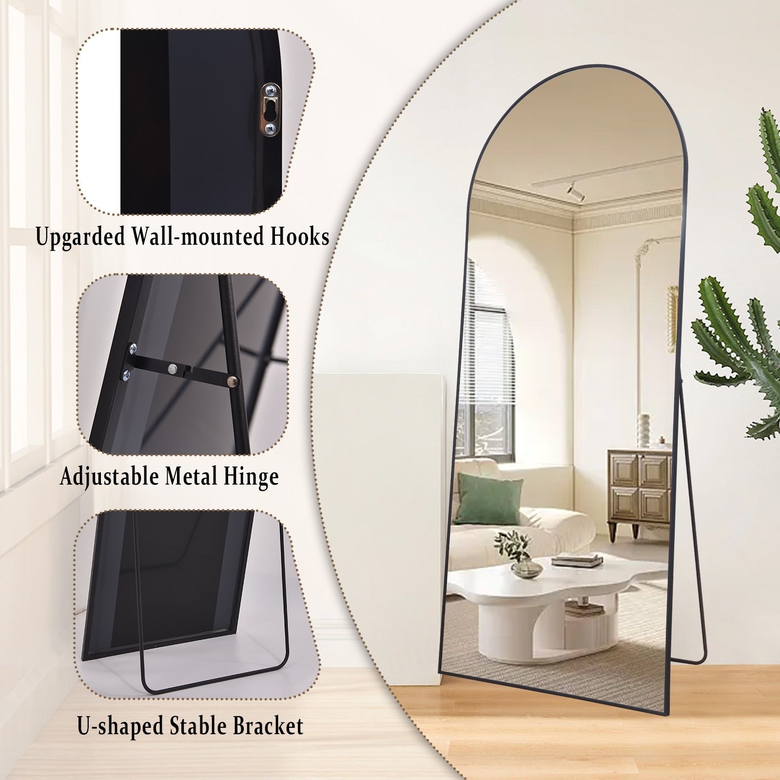 Metal Arch Full Length Mirror Floor Mirror Wall-Mounted