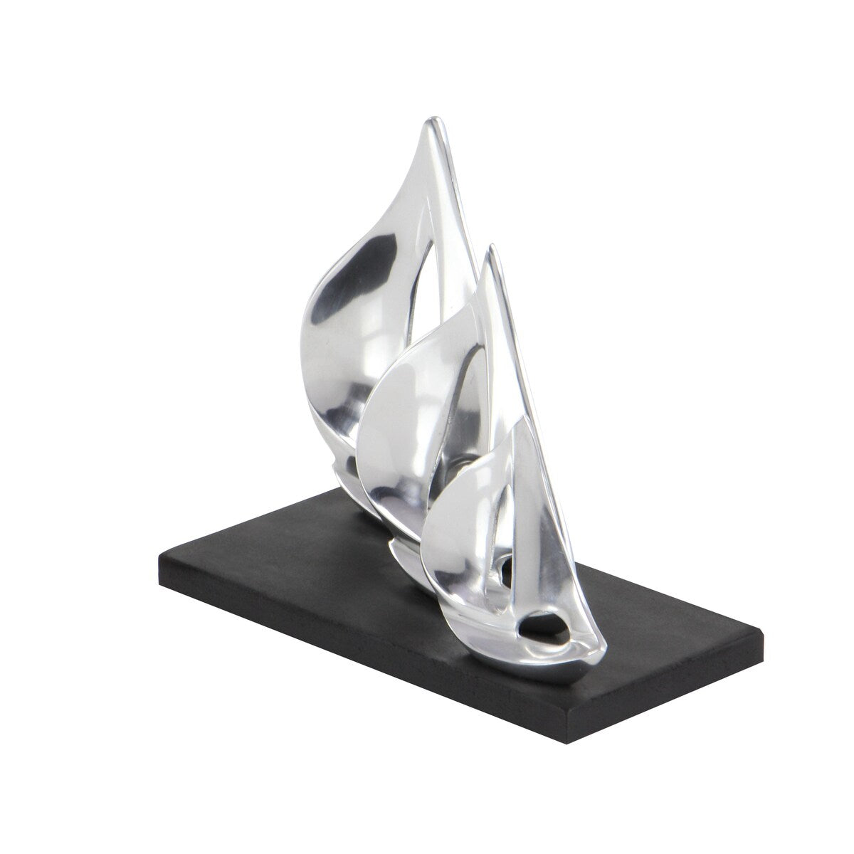 Aluminum Metal Sail Boat Decorative Sculpture with Black Base - Silver - Roche River Decor