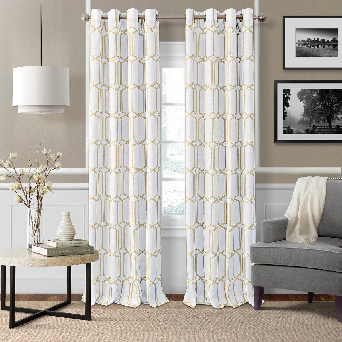 Kaiden Geometric Room Darkening Window Curtain