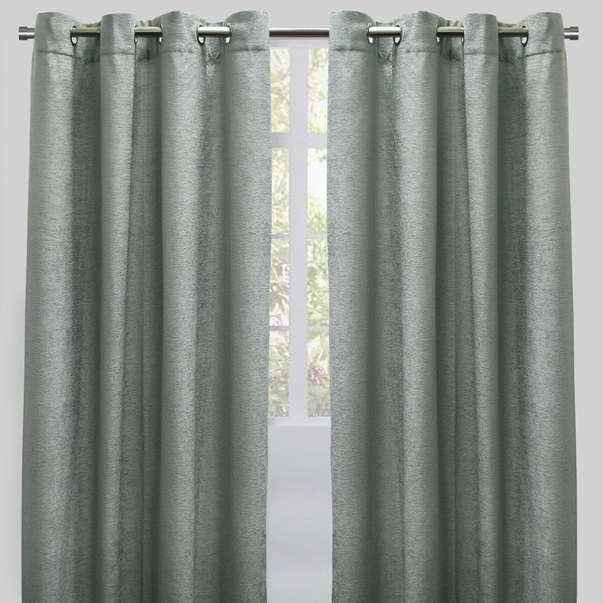 Rodeo Home Grommet Top Throne Chenille Curtain Panels (Set of 2)