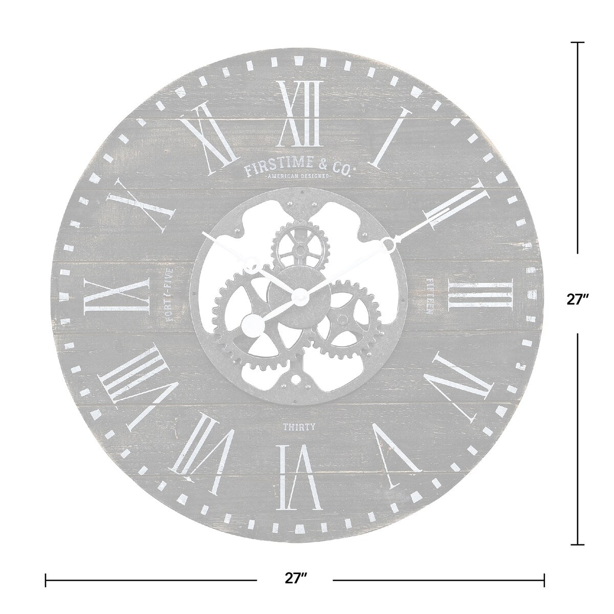 FirsTime & Co. Shiplap Steampunk Farmhouse Wall Clock