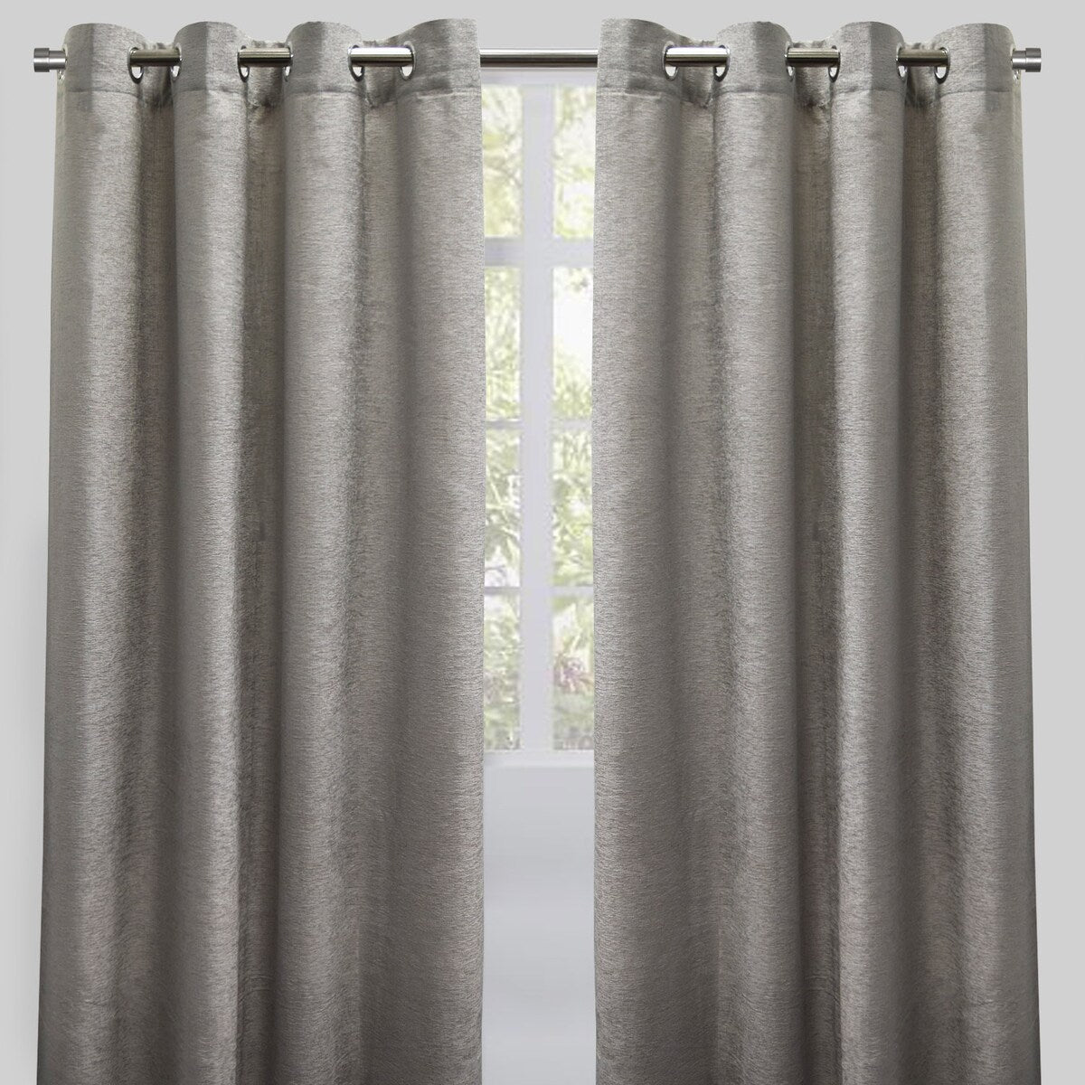 Rodeo Home Grommet Top Throne Chenille Curtain Panels (Set of 2)