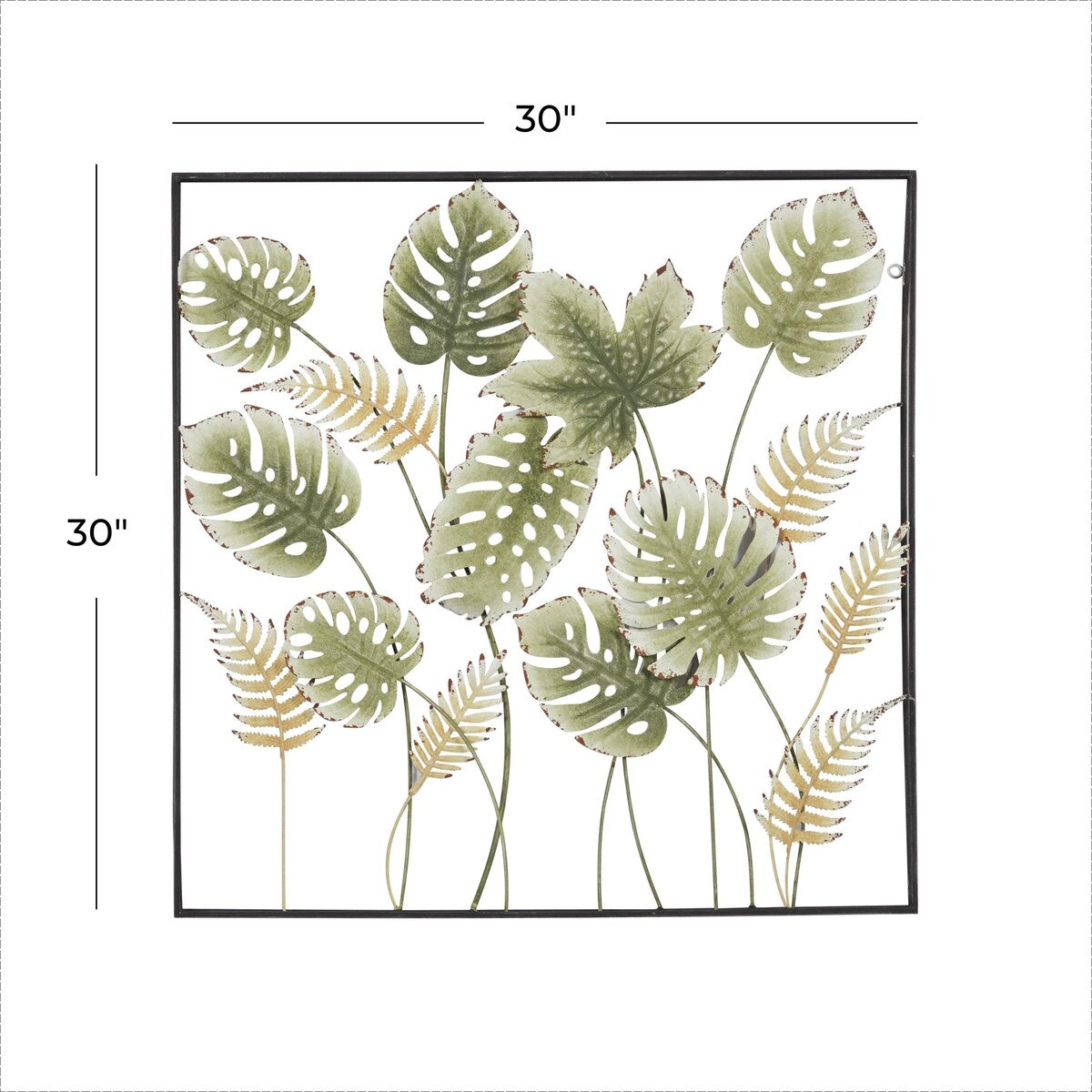 Metal Leaf Tall Cut-Out Home Wall Decor with Intricate Laser Cut Designs - Green - Roche River Decor