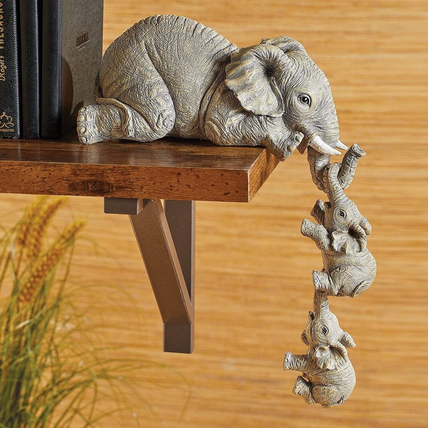 Set of 3 Hand Painted Elephant Sitter Figurines