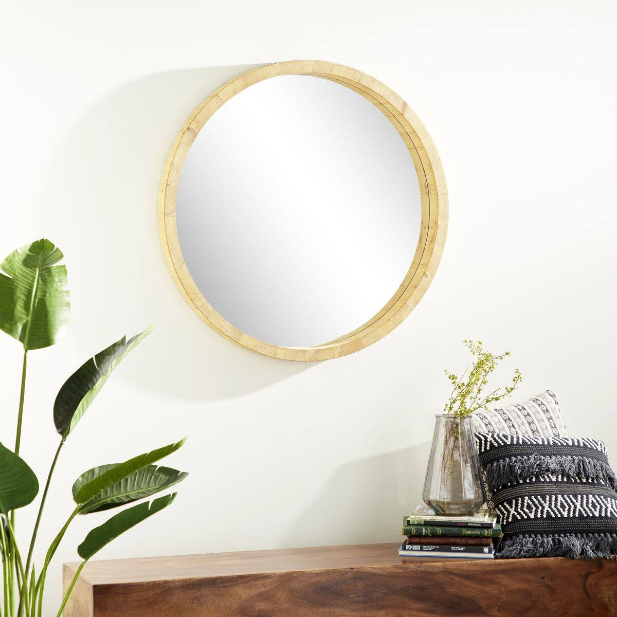 Wood Minimalistic Room Wall Mirror - Brown - Roche River Decor