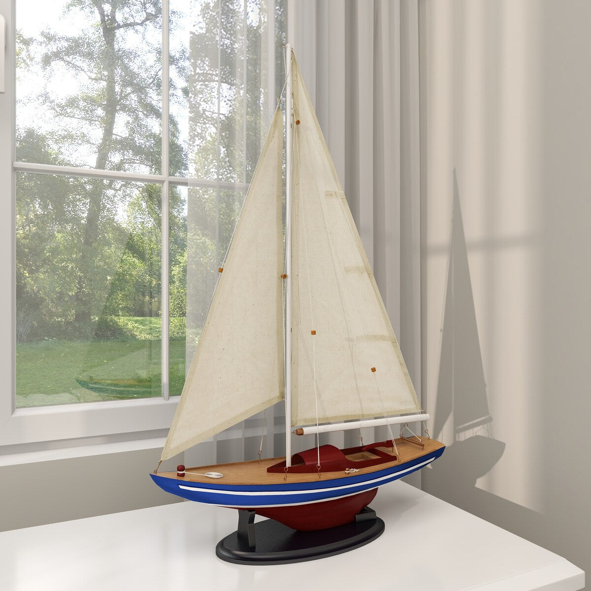 Wood Sail Boat Decorative Sculpture with Lifelike Rigging - Dark Brown - Roche River Decor