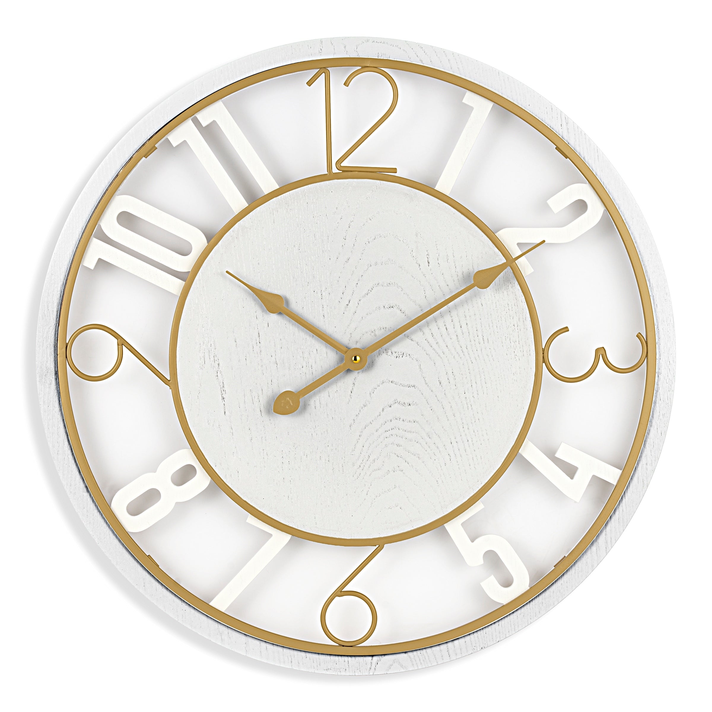 Sorbus Large 24 Decorative Round Wooden Analog Modern Wall Clock Battery Operated With Numeral Style Design