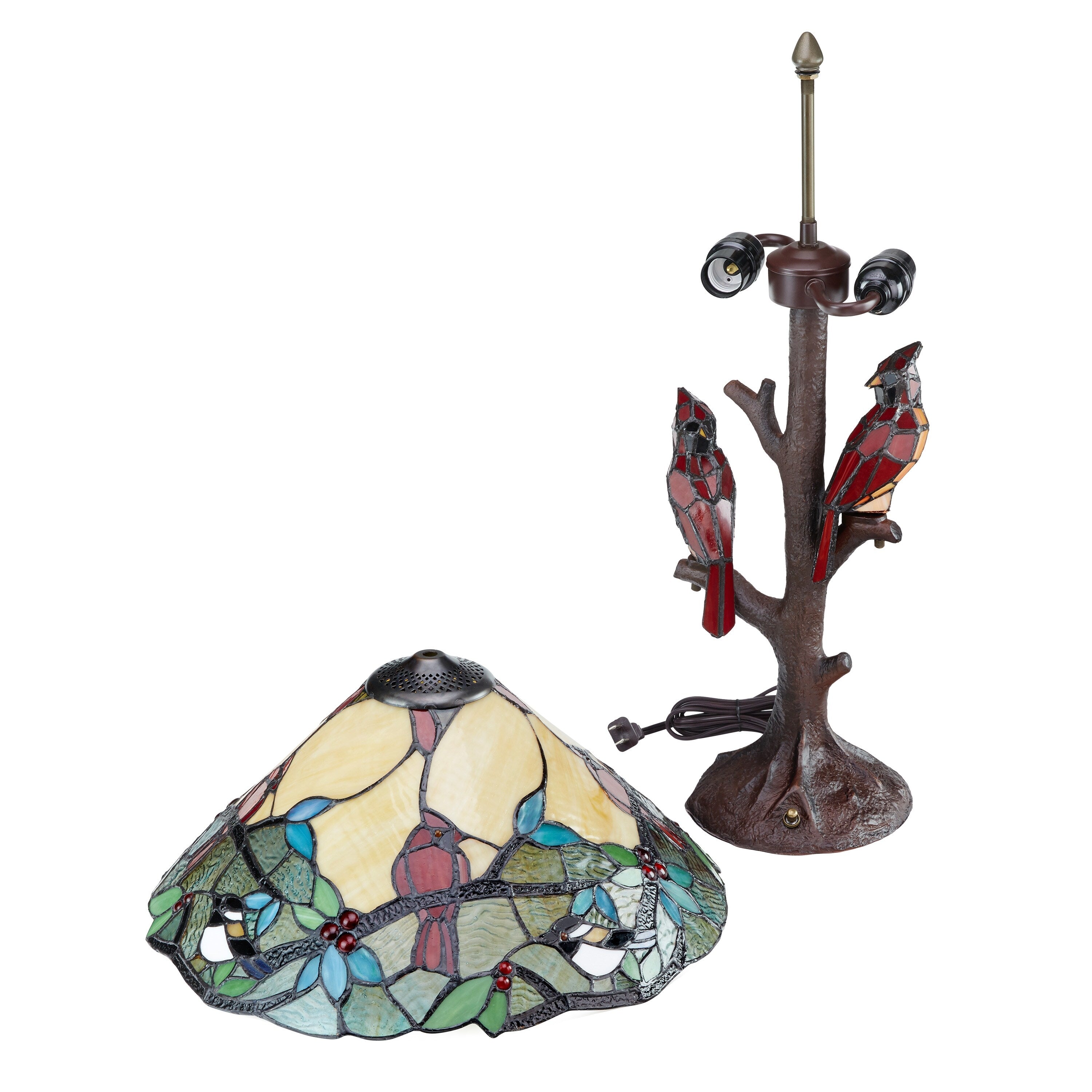 Copper Grove Tongamamao 3-light Stained Glass Cardinal Lamp (23.75 in.)