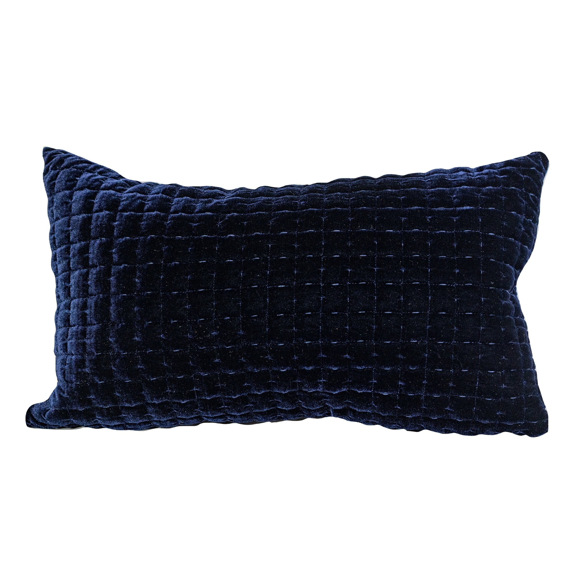 Layla Quilted Velvet Accent Pillow Cushion 12x20 Grey